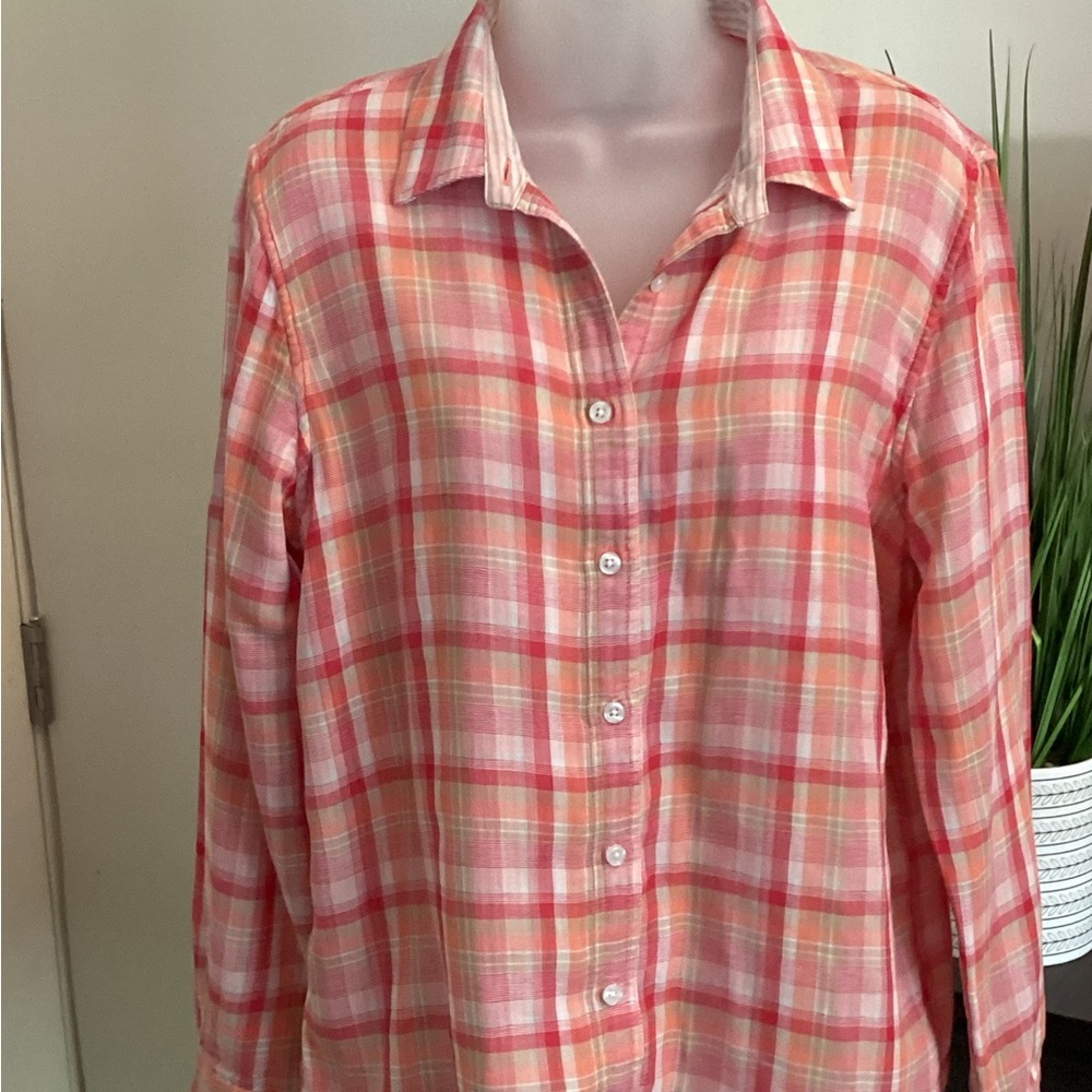 Lands End long sleeve blouse, size 12, color: coral fusion